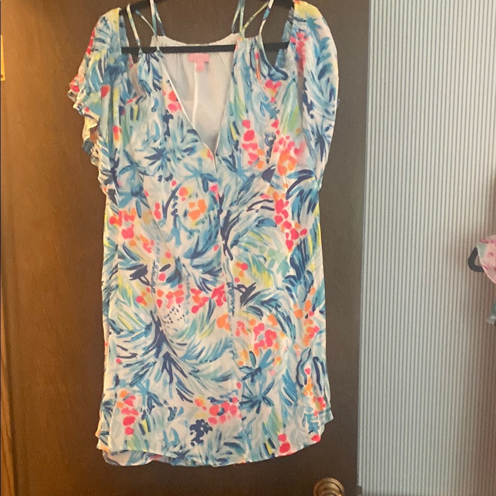 Lilly Pulitzer Tropical Print Blouse - Blue, Pink, Orange